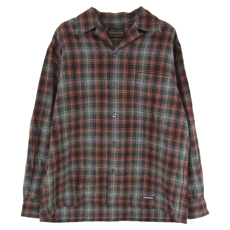 ワコマリア 25AW 25FW-WMS-PE02 × PENDLETON ペンドルトン WOOL OMBRE CHECK OPEN COLLAR SHIRT TYPE-2 GRAY-ORANGE 買取実績