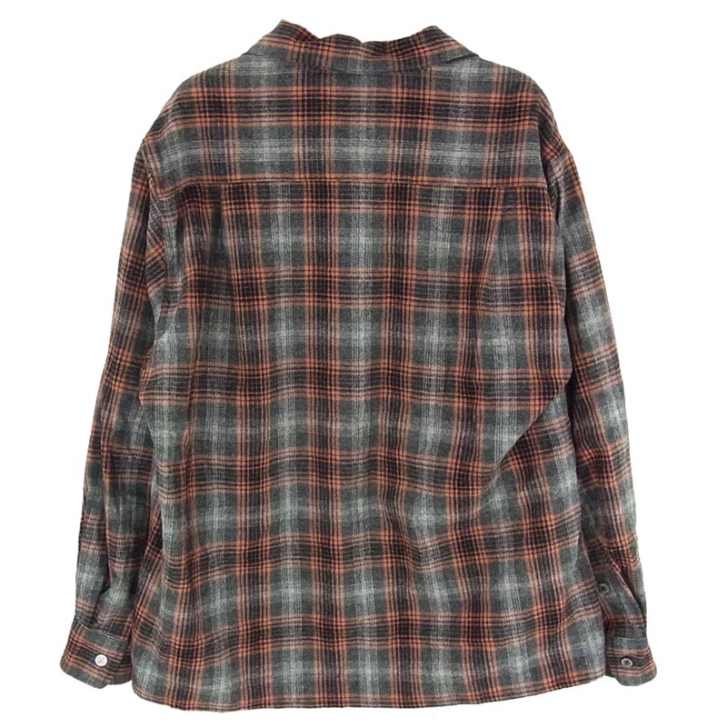 ワコマリア 25AW 25FW-WMS-PE02 × PENDLETON ペンドルトン WOOL OMBRE CHECK OPEN COLLAR SHIRT TYPE-2 GRAY-ORANGE ウール オンブレ チェック オープン カラーシャツ 買取実績 画像