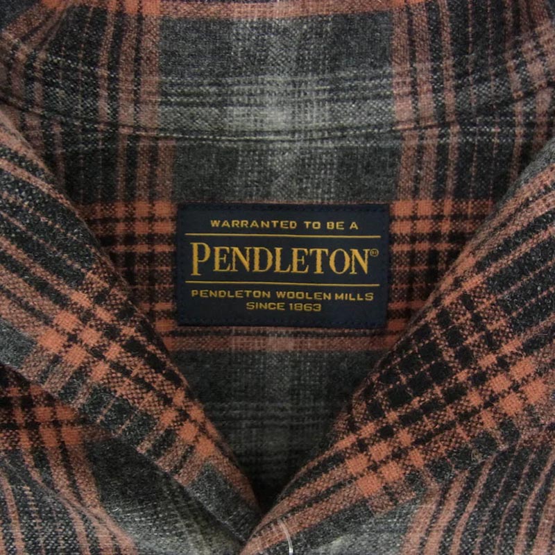 ワコマリア 25AW 25FW-WMS-PE02 × PENDLETON ペンドルトン WOOL OMBRE CHECK OPEN COLLAR SHIRT TYPE-2 GRAY-ORANGE ウール オンブレ チェック オープン カラーシャツ 買取実績 画像