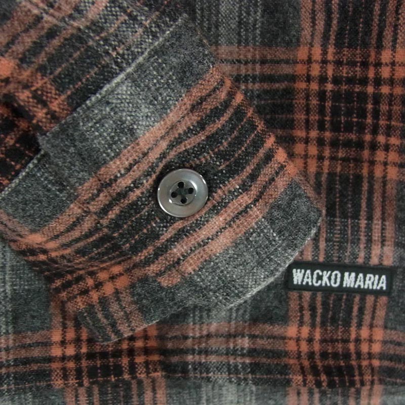 ワコマリア 25AW 25FW-WMS-PE02 × PENDLETON ペンドルトン WOOL OMBRE CHECK OPEN COLLAR SHIRT TYPE-2 GRAY-ORANGE ウール オンブレ チェック オープン カラーシャツ 買取実績 画像