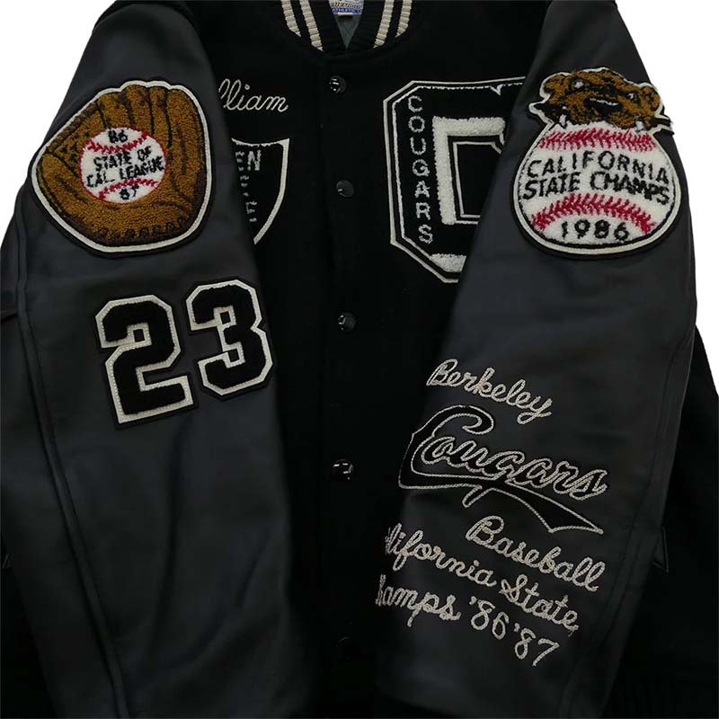 ホワイツビル WV15166 30oz WOOL MELTON AWARD JACKET COUGARS ブラック系 買取実績 画像