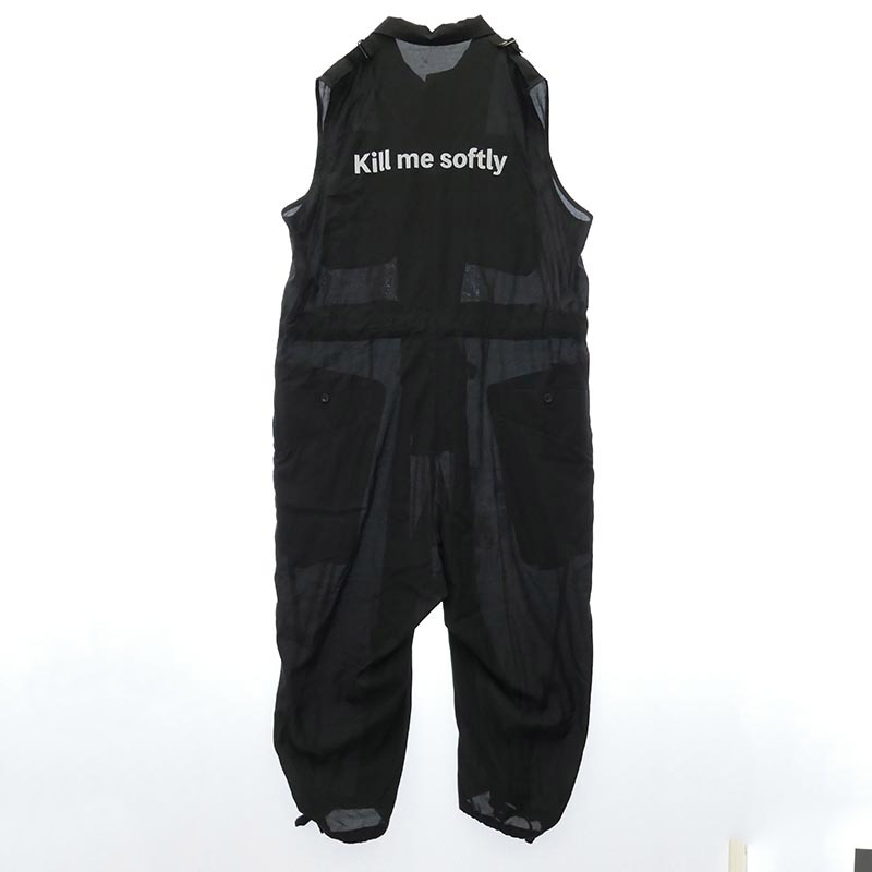 ヨウジヤマモトプールオム 26SS HP-I06-860 CU/C LAWN MESSAGE PRINTED OVERALLS ステンドグラス メッセージプリント ノースリーブ オーバーオール オールインワン 買取実績 画像