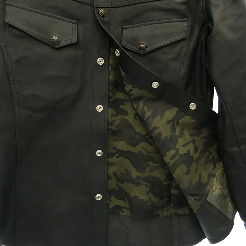 イサムカタヤマバックラッシュ 23SS T-254 THE LINE ザライン GUIDI CALF Leather Shirts シルバー925ボタン グイディ カーフレザー シャツ ジャケット 買取実績 画像