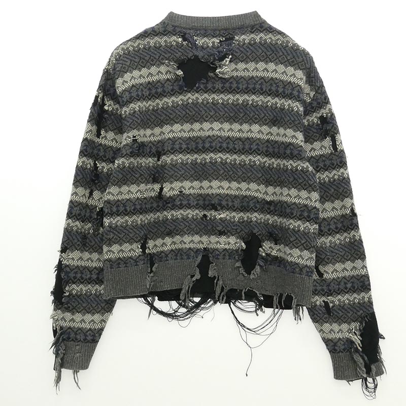 バレンシアガ 21AW 663872 ロゴ刺繍 デストロイ クルーネック ダメージニット 買取実績 画像