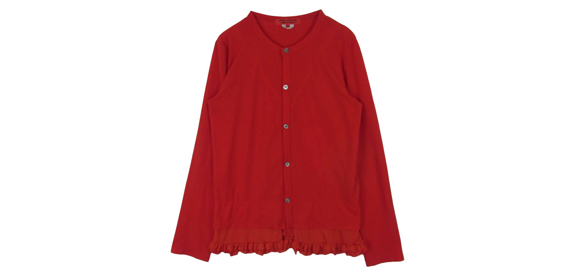 コムデギャルソン 14AW RN-T008 コムコム ポリエステル フリル クルーネック カットソー カーディガン 買取実績