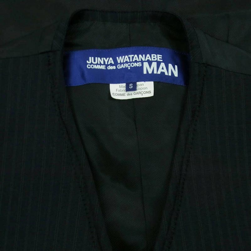 ジュンヤワタナベコムデギャルソンマン 16AW WR-V001 裏使い エステル ウール ストライプ ベスト ジレ 買取実績 画像