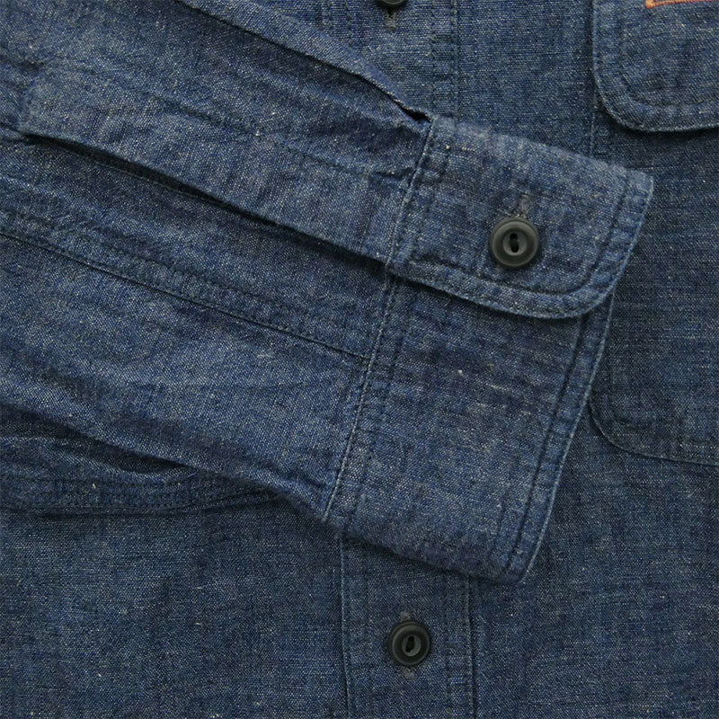 ダブルアールエル コットンリネン インディゴ シャンブレー レギュラーカラー 長袖 ワークシャツ 買取実績 画像