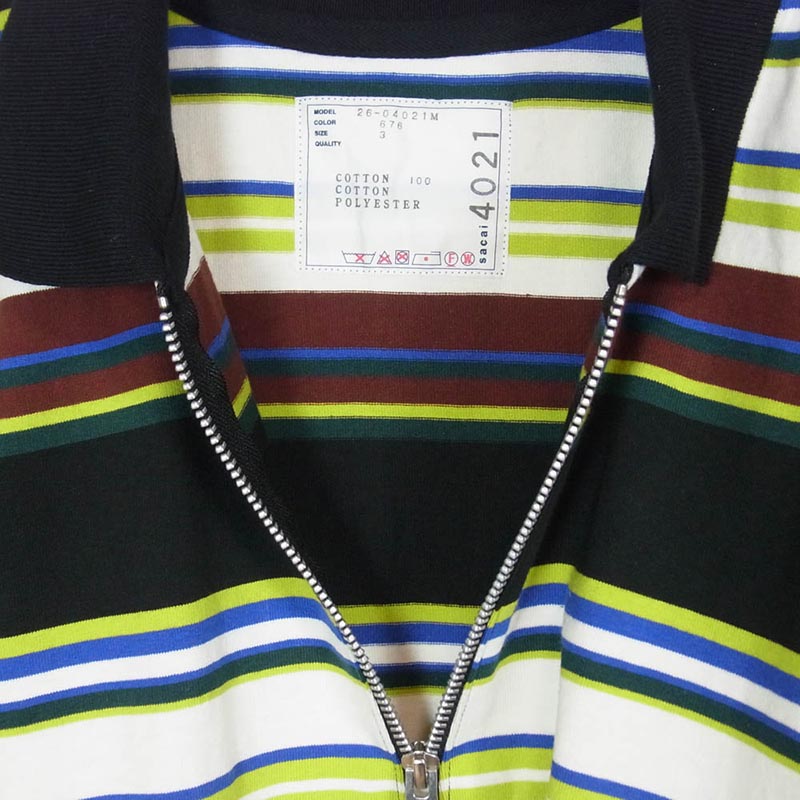 サカイ 26SS 26-04021M Stripe Cotton Jersey Polo Shirt ストライプ コットン ジャージー ハーフジップ ポロシャツ 買取実績 画像
