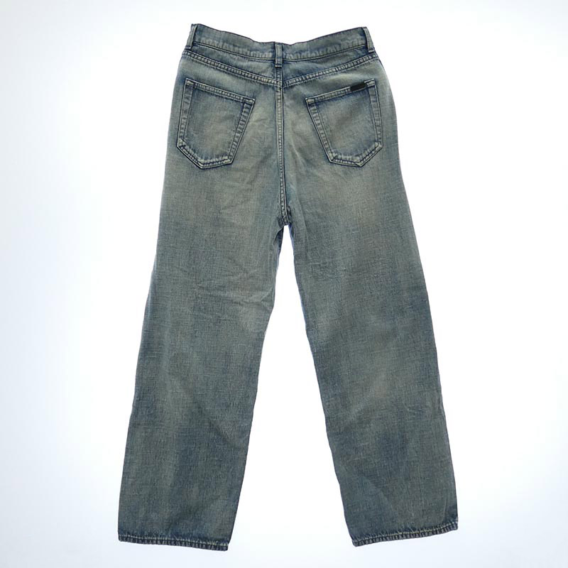 サンローラン 20AW 624574 Y00WA Washed Wide Denim Pant ウォッシュド ジップフライ ワイド デニム パンツ 買取実績 画像
