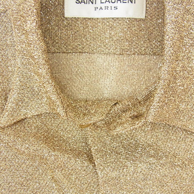 サンローラン 437612 Y005W ラメ メタリック シースルー 長袖 シャツ 買取実績 画像