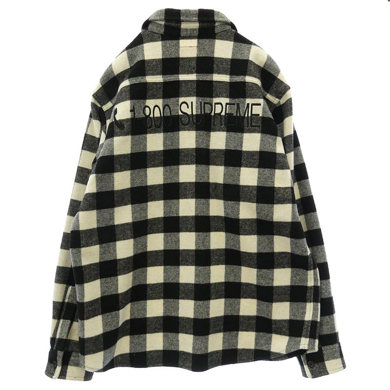 シュプリーム 19AW 1-800 Buffalo Plaid Shirt ロゴ刺繍 バッファローチェック ウール 長袖シャツ 買取実績 画像
