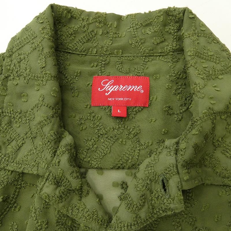 シュプリーム 22SS Chainstitch Chiffon S/S Shirt Olive チェインステッチ シフォン オリーブ 半袖 シャツ 買取実績 画像
