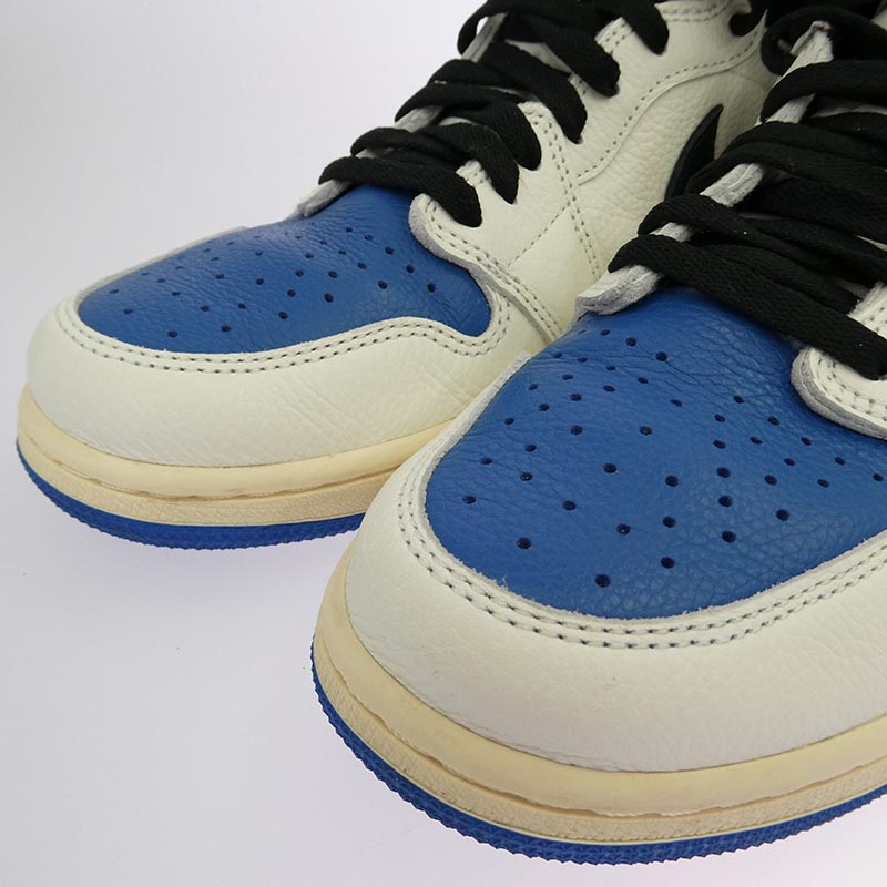 ナイキ DH3227-105 【フェイクバスターズ鑑定済】× Travis Scottトラヴィススコット × fragment design フラグメントデザイン Air Jordan 1 Retro High OG SP Military Blue エアジョーダン1 レトロ ハイ ハイカット スニーカー 買取実績 画像