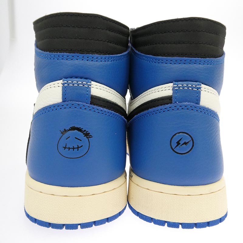 ナイキ DH3227-105 【フェイクバスターズ鑑定済】× Travis Scottトラヴィススコット × fragment design フラグメントデザイン Air Jordan 1 Retro High OG SP Military Blue エアジョーダン1 レトロ ハイ ハイカット スニーカー 買取実績 画像