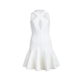ALAÏA アライア CROSS-FRONT KNIT DRESS NATURAL WHITE 画像
