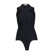 ALAÏA アライア CROSS-FRONT KNIT BODYSUIT BLACK 画像