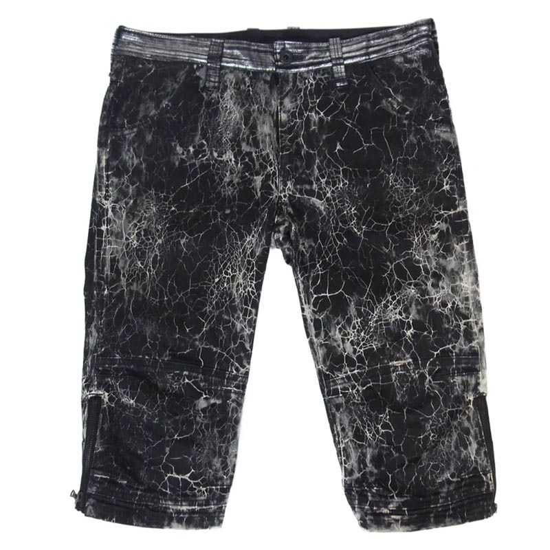 イサムカタヤマバックラッシュ 14SS 1438-01 スパイダー柄 箔加工シープレザー切替 クロップド パンツ 買取実績