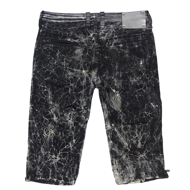イサムカタヤマバックラッシュ 14SS 1438-01 スパイダー柄 箔加工シープレザー切替 クロップド パンツ 買取実績 画像