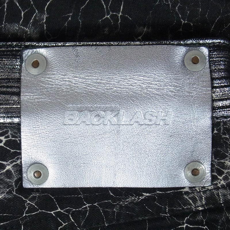 イサムカタヤマバックラッシュ 14SS 1438-01 スパイダー柄 箔加工シープレザー切替 クロップド パンツ 買取実績 画像