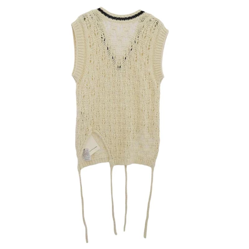 ビューティフルピープル 1545210001 double-end cotton wool linen lace top 2WAY Vネック ニット ベスト 買取実績 画像