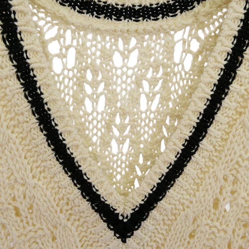 ビューティフルピープル 1545210001 double-end cotton wool linen lace top 2WAY Vネック ニット ベスト 買取実績 画像