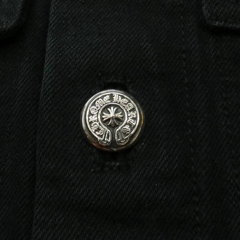 クロムハーツ(原本無) BLACK DENIM JACKET CROSS PATCH ホースシューボタン レザークロスパッチ ブラックデニムジャケット 買取実績 画像