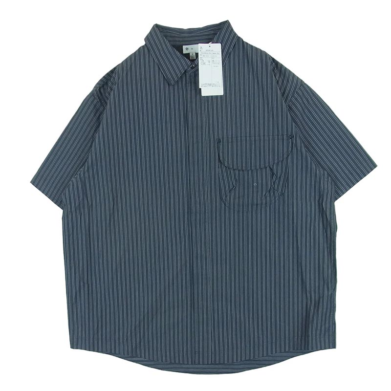 Goldwin ゴールドウィン 26SS GZ56105 Reflective Striped Shirt レトロ リフレクティブ ショート スリーブ 半袖 シャツ チャコール系 DEEP CHARCOAL XL 4【極上美品】【中古】 ゴールドウィン 26SS GZ56105 Reflective Striped Shirt チャコール系