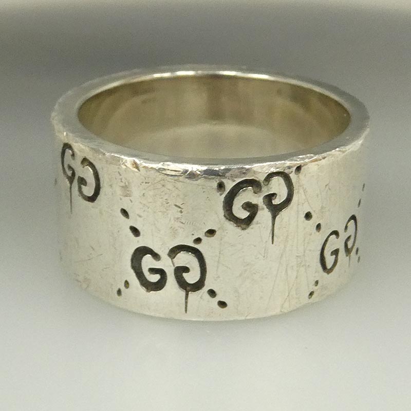 グッチ GG ICON RING ロゴ 刻印 ワイドバンド リング 指輪 買取実績 画像