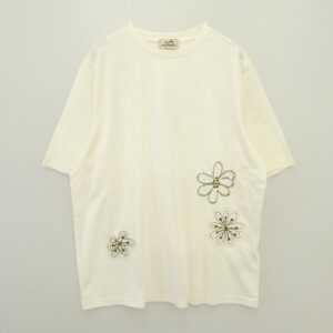 エルメス 557890HA イタリア製 フラワー刺繍 リネン 麻混 半袖 Tシャツ 買取実績 画像
