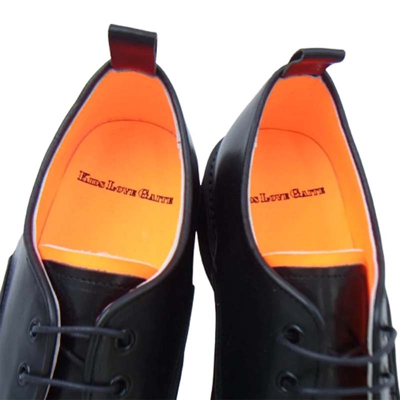 キッズラブゲイト TOM ポインテッドトゥ VIBRAM社製 ビブラム EVスポンジソール レザー シューズ ブラック ブラック系 オレンジ系 買取実績 画像
