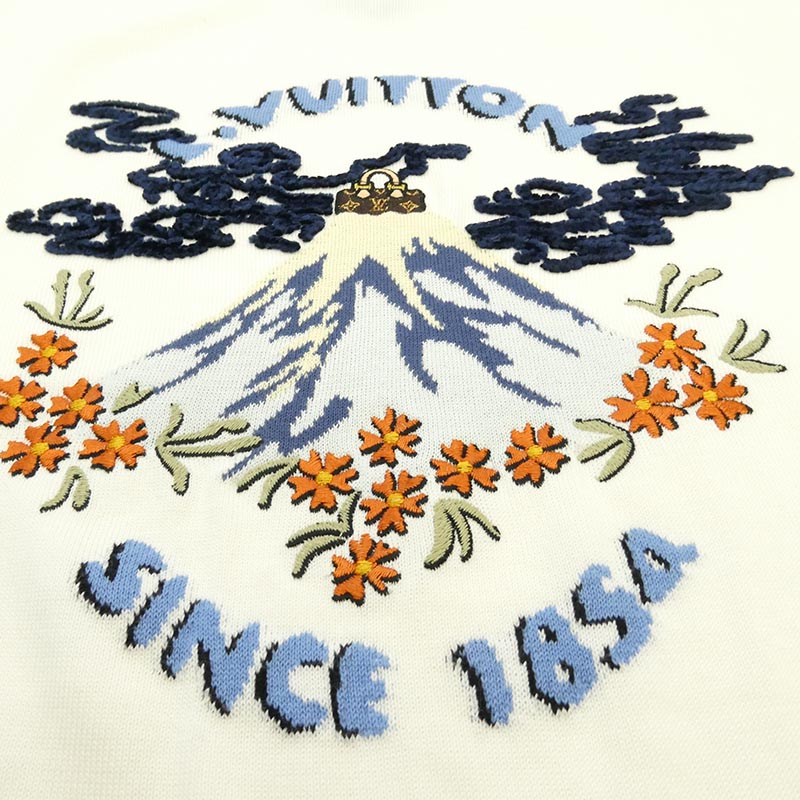 ルイヴィトン 1AIMAU × NIGO ファレル・ウイリアムスト スリーブショート ニット クルーネック オーガニックコットン 半袖 刺繍 ロゴ サマーニット 買取実績 画像