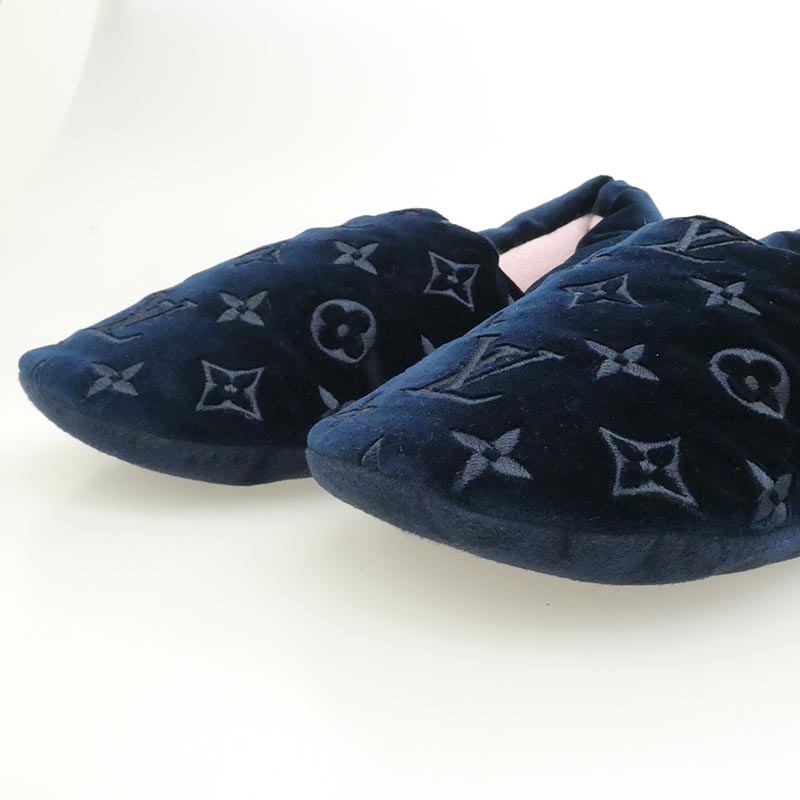 ルイヴィトン ドリーミーライン ルームシューズ モノグラム 刺繍 ベルベット スリッパ 収納袋付 買取実績 画像