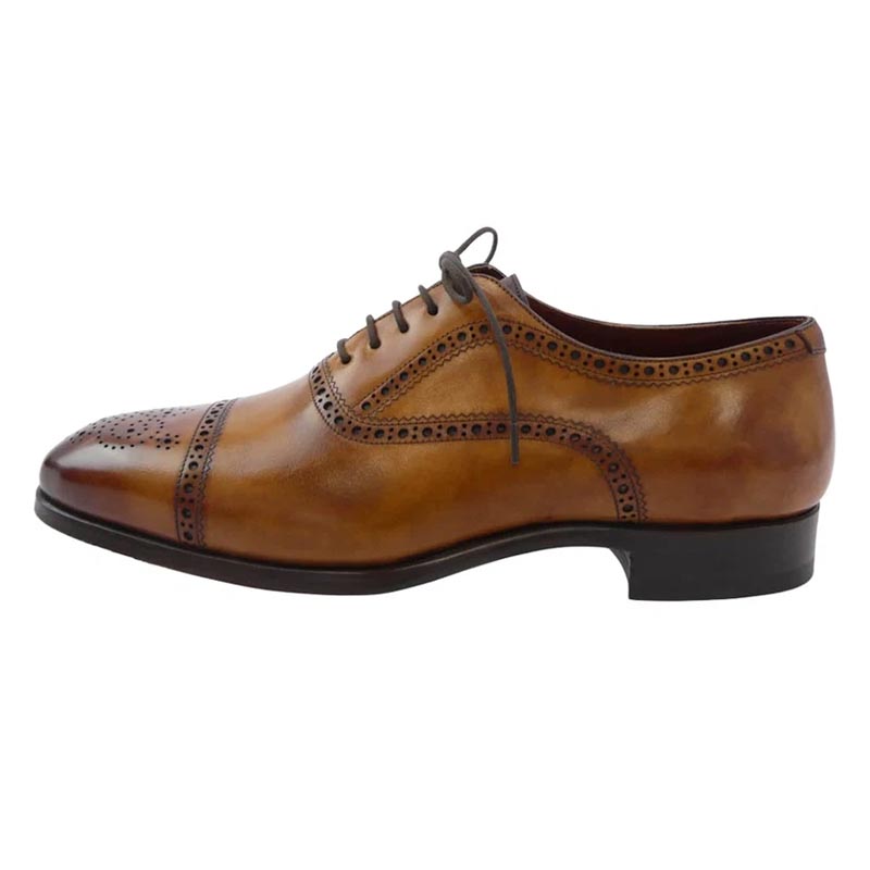 マグナーニ Selection 29902 セレクションライン ブローグ ステッチキャップトゥ レザー シューズ コニャック 買取実績 画像
