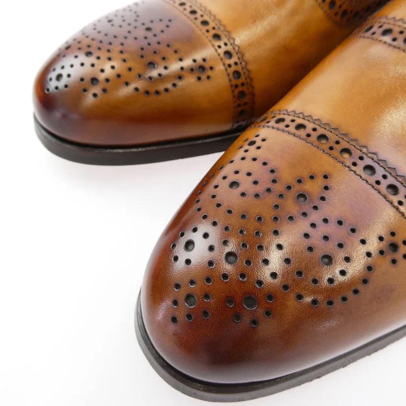 マグナーニ Selection 29902 セレクションライン ブローグ ステッチキャップトゥ レザー シューズ コニャック 買取実績 画像