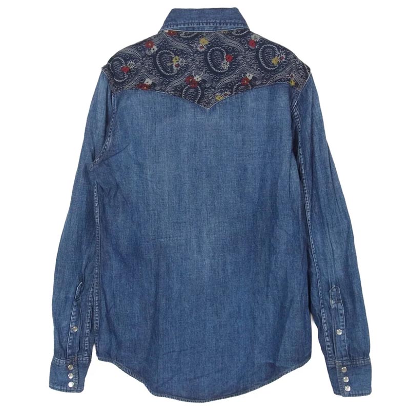 サンローラン 379851 Y880H Hedi Slimane Archive エディ期 アーカイブ 切替 デニム ウエスタン 長袖 シャツ 買取実績 画像