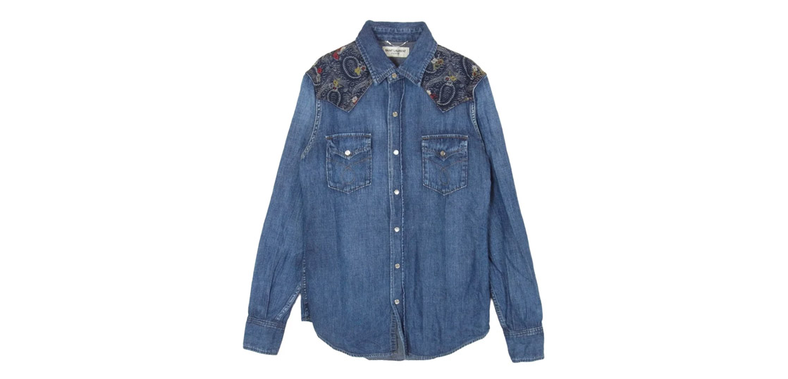 サンローラン 379851 Y880H Hedi Slimane Archive エディ期 アーカイブ 切替 デニム ウエスタン 長袖 シャツ 買取実績