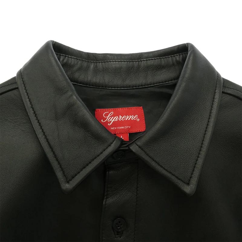 シュプリーム 21AW LEATHER SHIRT BOX LOGO ボックスロゴ 型押し レザー シャツ 買取実績 画像