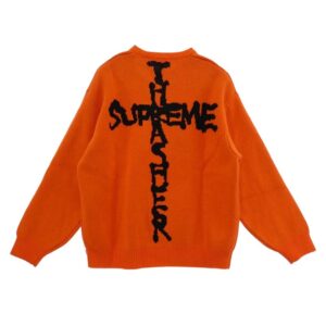シュプリーム 24AW × Thrasher SWEATER スラッシャー バック クロスプリント セーター ロゴ ニット 買取実績 画像