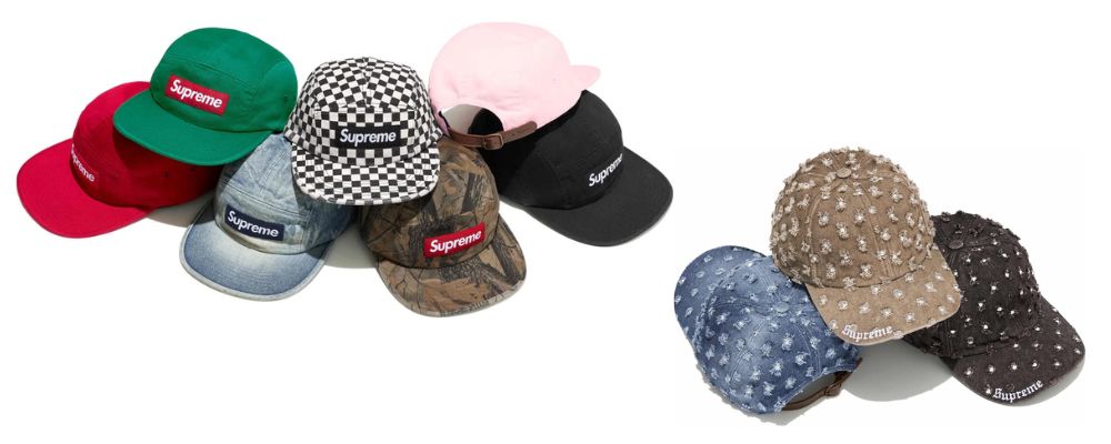 Supreme 2026AW Week1発売予定アイテムまとめ｜ブランド古着買取専門店LIFEWashed Chino Twill Camp Cap 8,800円 / Hole Punch Rhinestone Denim 6-Panel 12,100円画像