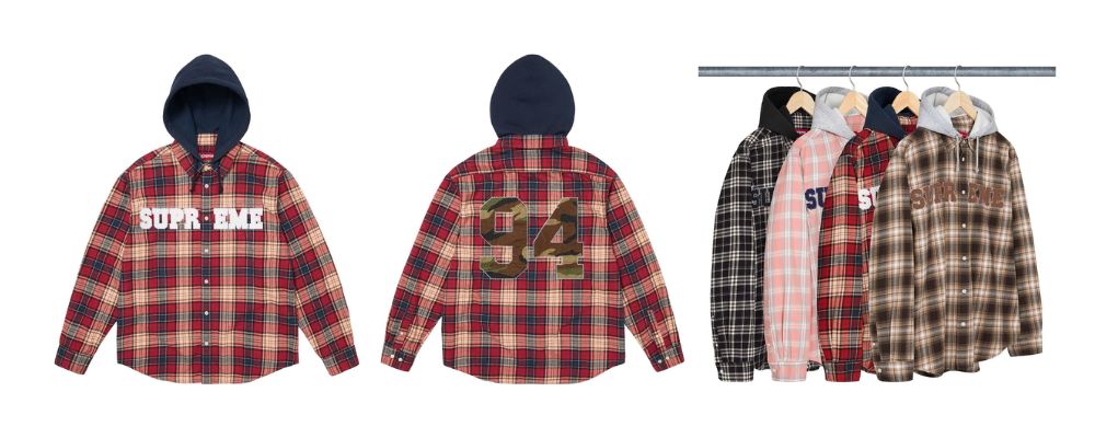 Supreme 2026AW Week1発売予定アイテムまとめ｜ブランド古着買取専門店LIFEAppliqué Hooded Flannel Shirt 31,900円画像