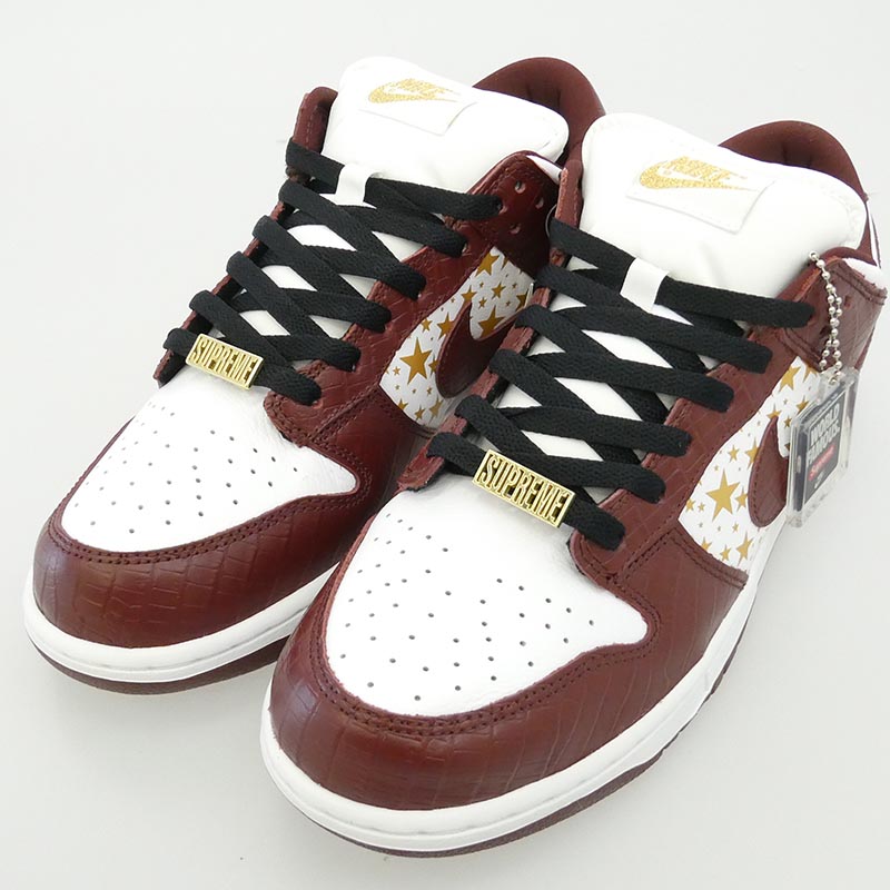 シュプリーム DH3228-103 フェイクバスターズ鑑定済 Nike ナイキ SB Dunk Low OG QS Gold Stars White Barkroot Brown ダンク ロー ゴールドスターズ ホワイト バークルートブラウン ローカット スニーカー 買取実績 画像