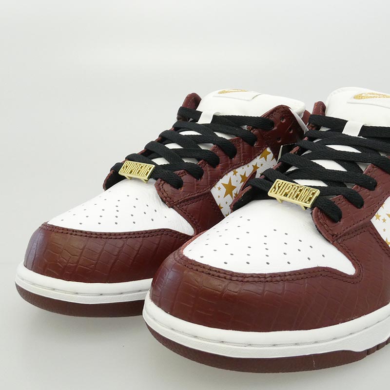 シュプリーム DH3228-103 フェイクバスターズ鑑定済 Nike ナイキ SB Dunk Low OG QS Gold Stars White Barkroot Brown ダンク ロー ゴールドスターズ ホワイト バークルートブラウン ローカット スニーカー 買取実績 画像