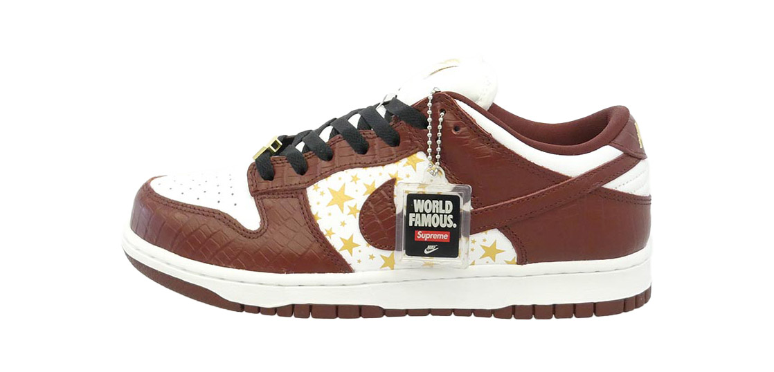 シュプリーム DH3228-103 フェイクバスターズ鑑定済 Nike ナイキ SB Dunk Low OG QS Gold Stars White Barkroot Brown 買取実績