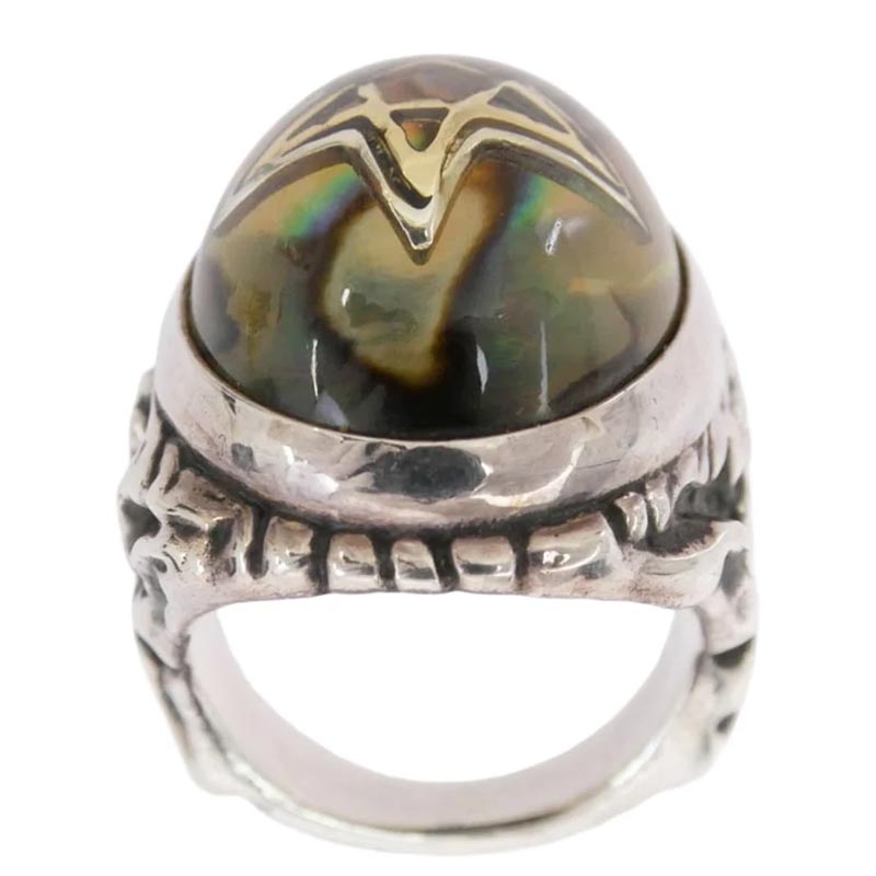 アレックスストリーター 2018 LIMITED ABALON SHELL ANGEL HEART RING HIGHDOME SHADOW STAR INSIDE 18K GOLD アバロンシェル エンジェルハート リング 買取実績 画像