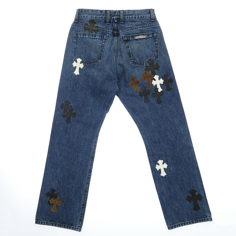 クロムハーツ(原本無) JEAN STRTLG FBRC レザーセメタリークロスパッチ デニムパンツ 買取実績 画像