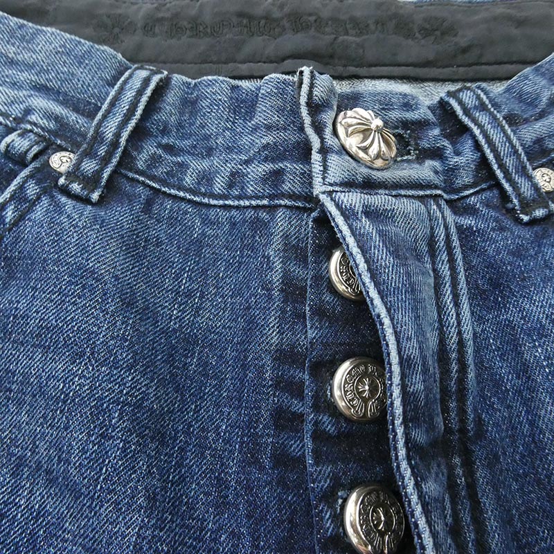 クロムハーツ(原本無) JEAN STRTLG FBRC レザーセメタリークロスパッチ デニムパンツ 買取実績 画像