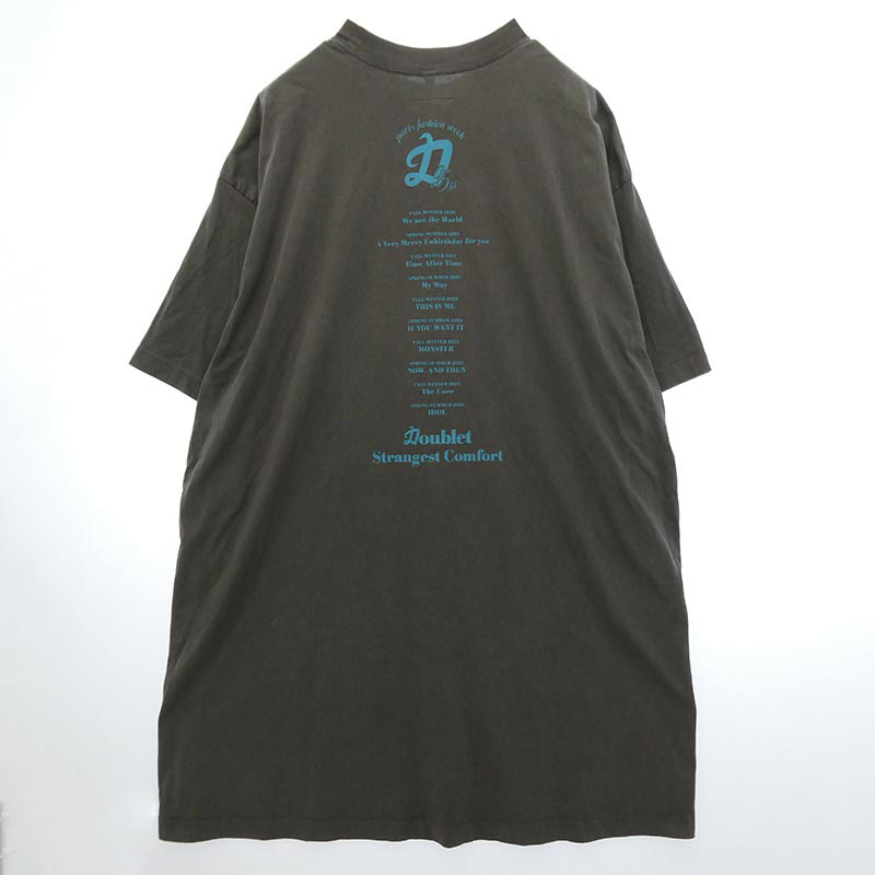 ダブレット 25SS 25SS30CS367 DOUBLET PFW TOUR T-SHIRT パリ ファッションウィーク ツアー ロング丈 Tシャツ 半袖 カットソー 買取実績 画像