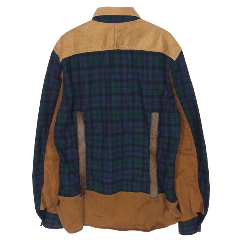 ジュンヤワタナベコムデギャルソンマン WD-B301 × PENDLETON ペンドルトン AD2009 コーデュロイ チェック レザー 長袖 シャツ 買取実績 画像