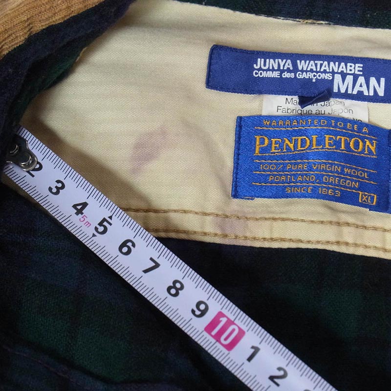 ジュンヤワタナベコムデギャルソンマン WD-B301 × PENDLETON ペンドルトン AD2009 コーデュロイ チェック レザー 長袖 シャツ 買取実績 画像