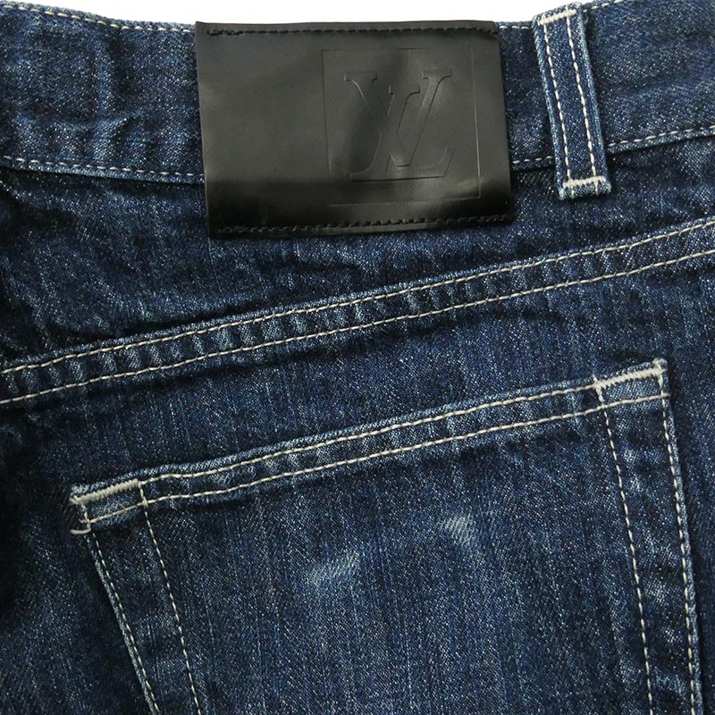 ルイ・ヴィトン RW052Q ロゴ レザー パッチ ストレート デニム パンツ 買取実績 画像